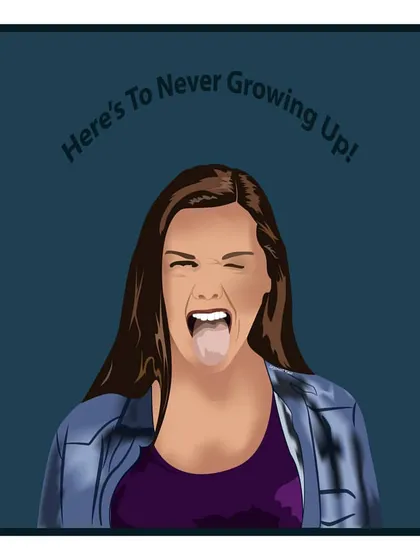 Another version of the 'Never Growing Up' portrait with a different color background. I can easily customize the colors of any piece to match your personal style or preference.