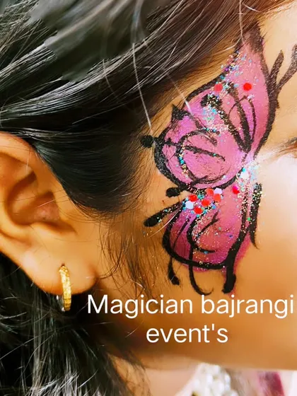 My face painting service is always a huge hit. This detailed butterfly design with glitter is one of the most requested looks for birthday parties and family events.