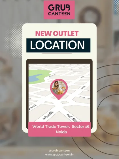 Announcing my new outlet at World Trade Tower, Sector 16, Noida. This graphic helps customers in that area know that my food is now available closer to them.