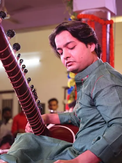 Deep in the devotional mood of the music at Sankat Mochan. The energy of Banaras and the temple makes every note feel timeless.