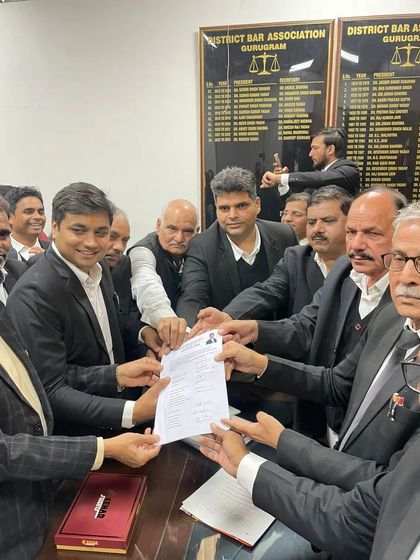 Officially filing my nomination for the post of President, surrounded by my senior colleagues and supporters. This moment represents the trust the legal community has placed in me.