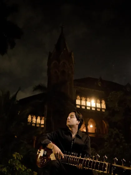 The mood of the night, captured in this shot with my sitar.