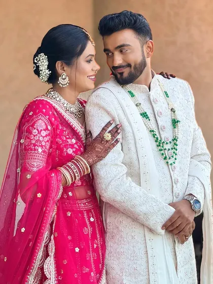 A beautiful, happy portrait of the wedding couple.