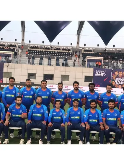 The official team photo of the India Maharajas from the Legends League Cricket tournament.