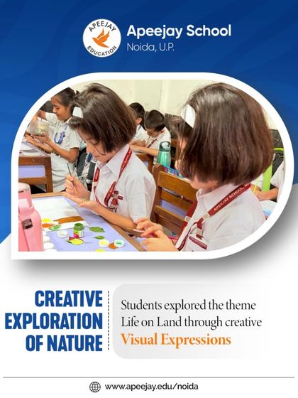 Students engaged in a creative exploration of nature during our integrated learning competition. They used various visual expressions to represent their understanding of the "Life on Land" theme.