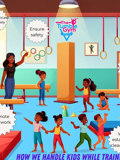 This graphic illustrates how we handle kids during training. We ensure safety, promote teamwork, communicate effectively, and establish clear rules in a fun, respectful environment.