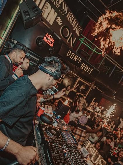 A shot from The Burj, where I incorporated fire effects into my club set. I'm always pushing the boundaries to deliver a unique show.