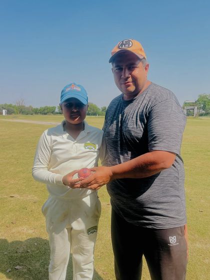 Bhavishya with the match ball after his incredible 5-wicket haul. A memorable performance from the young bowler.