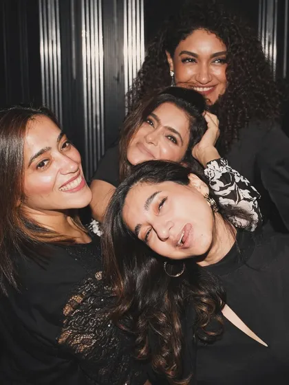 A group of friends having a great time at my gig at ICY Dubai.