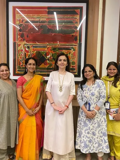 A cherished photo with my team at the Nita Mukesh Ambani Cultural Centre (NMACC) and Mrs. Nita Ambani. My four years working there were a true highlight of my time in Mumbai.
