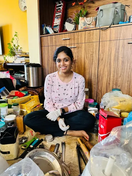 A throwback to my pregnancy journey, surrounded by the beautiful chaos of a kitchen organization project. It's possible to pursue your passion at every stage of life.