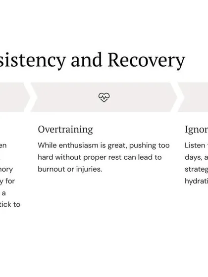 Lack of consistency, overtraining, and ignoring recovery are three paths to failure. Building muscle memory and mental sharpness requires a consistent schedule and listening to your body.