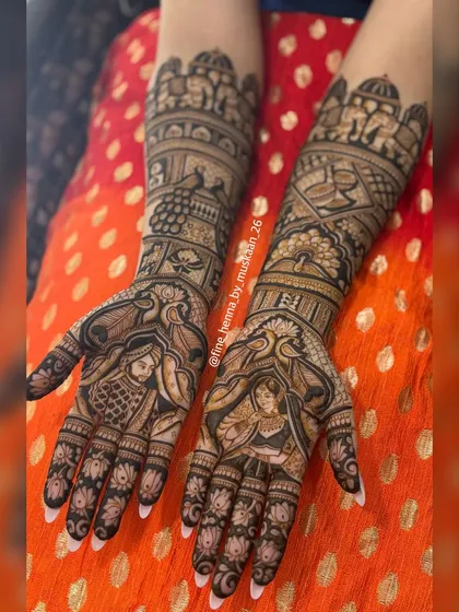 This collection shows my work in creating dense and detailed full bridal henna. Each design is packed with traditional motifs and fine linework, perfect for the classic bridal look.