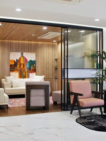 A comfortable and stylish lounge area in our Bengaluru office, providing a space for informal discussions and collaboration.