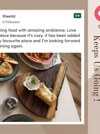 We're over the moon with this review from Sheetal, who loved the amazing food and cozy ambiance. I'm thrilled to be added to her list of favorite places.
