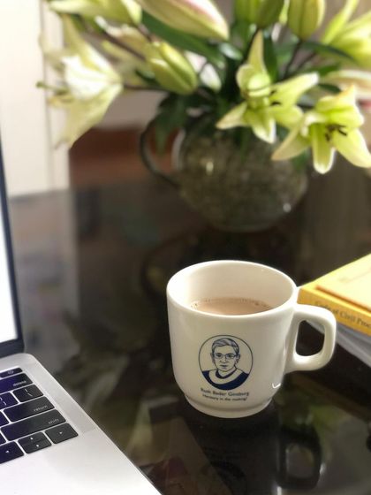 My RBG mug, a daily source of inspiration. Her legacy reminds us of the power of persistence and the importance of fighting for a more just and equal society.