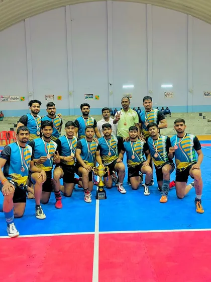 Our team proudly posing after winning the East Zone University Game and qualifying for the All India University tournament.