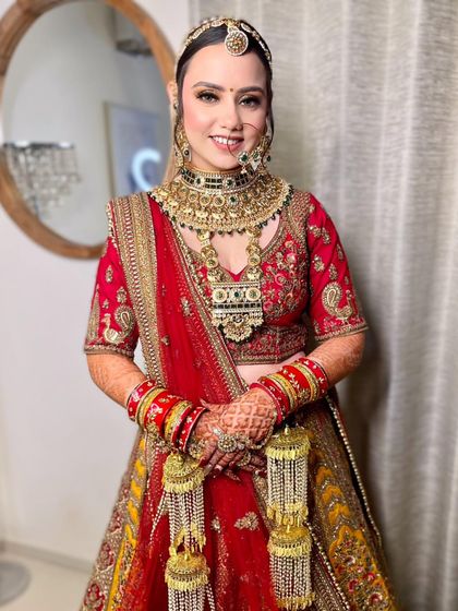 A happy portrait of my Rajasthani bride. Her smile is infectious, and the makeup enhances her joyful expression.
