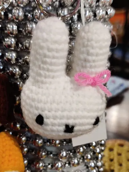 A cute Miffy-style bunny keychain, seen here at one of my exhibition stalls.