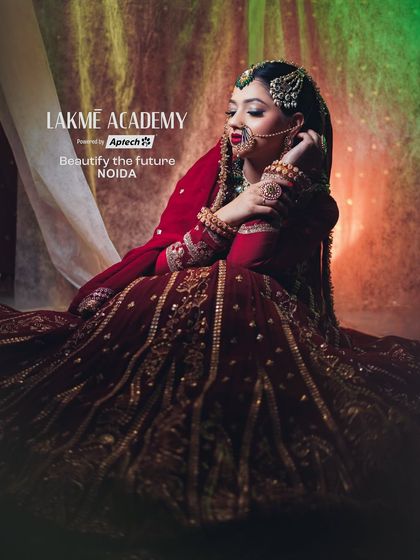 A full-length shot capturing the grandeur of a Muslim bridal look. The dramatic lighting and pose emphasize the luxurious feel of the velvet lehenga and the flawless makeup.