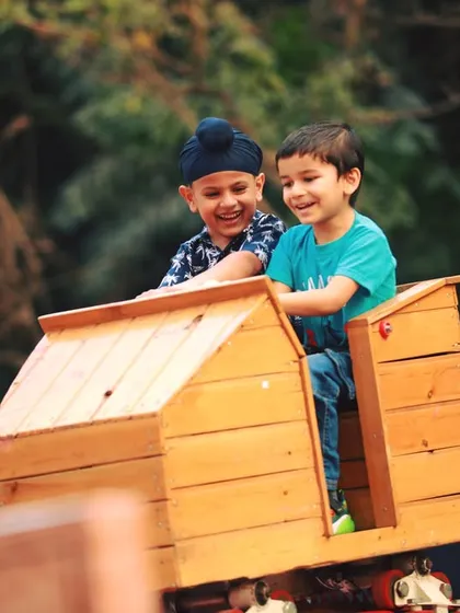 A charming wooden train ride making its way through the event grounds. This is a classic amusement that adds a touch of nostalgia and fun for the little ones.