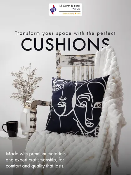 Transform your space with the perfect cushions. This abstract face-line art cushion, paired with a soft white throw, showcases how our premium materials and expert craftsmanship deliver both comfort and style.