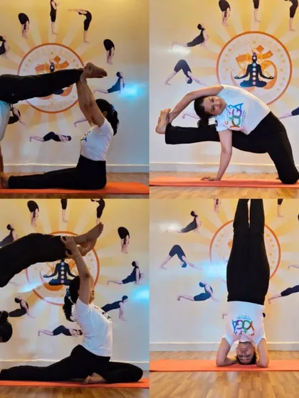 This shows the variety of our practice, from powerful partner poses and advanced asanas to inversions and deep stretches. There is always a new challenge to embrace on your yoga journey.