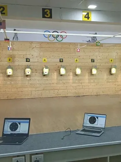 A view of our professional 10m shooting range at the Punjabi Bagh branch, fully equipped with ISSF-standard SIUS electronic targets. The setup is designed to simulate real competition conditions.