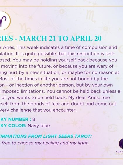 An important weekly message for Aries about breaking free from self-imposed limitations. My readings aim to empower you to overcome fear and doubt, and this forecast is a perfect example of that gentle guidance.