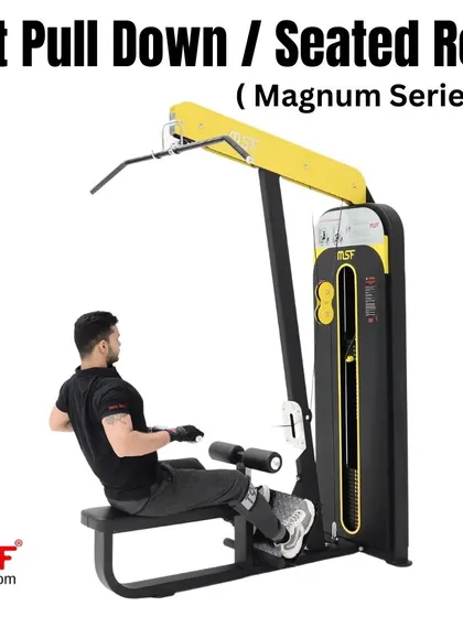 A user demonstrating the seated row.