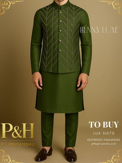 This angle showcases the complete look with tailored trousers and classic footwear, illustrating a polished yet relaxed style.