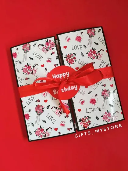 The cover of the handmade birthday album, ready to be filled with love and memories.