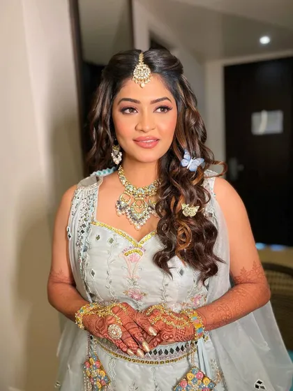 Krisha looking fresh and pretty for her haldi ceremony.