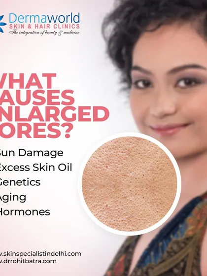 Enlarged pores can be caused by several factors, including sun damage, excess oil production, genetics, and the natural aging process. Understanding the cause is the first step, after which I can recommend treatments like laser carbon peels or specific topicals to minimize their appearance.