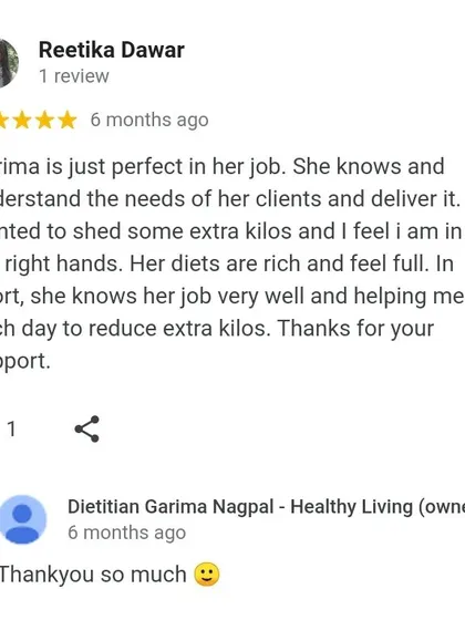This client review emphasizes how I understand and deliver on the specific needs of each person. My diets are designed to be rich and make you feel full while you reduce extra kilos.