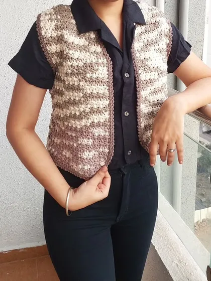 Another view of the Lisa Vest, showing its versatility and classic design.