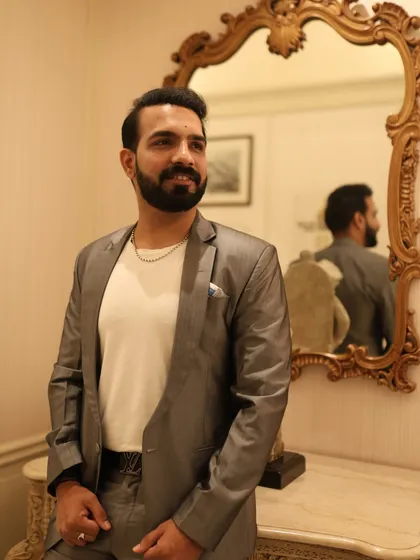 Unleashing the beatmaker within. A few shots in a classic grey suit before a gig at the iconic Taj Mahal Palace.
