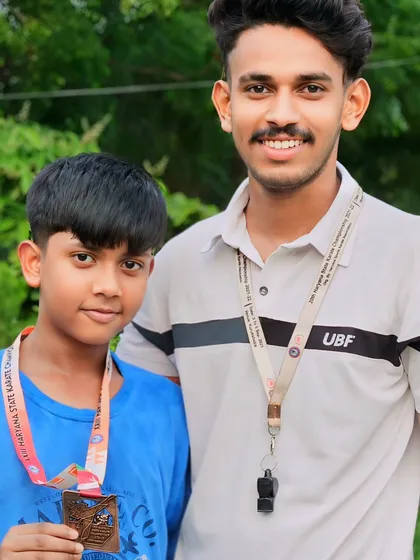 Another proud medalist from the Haryana State Championship. Each student's success adds to the strength of our academy.