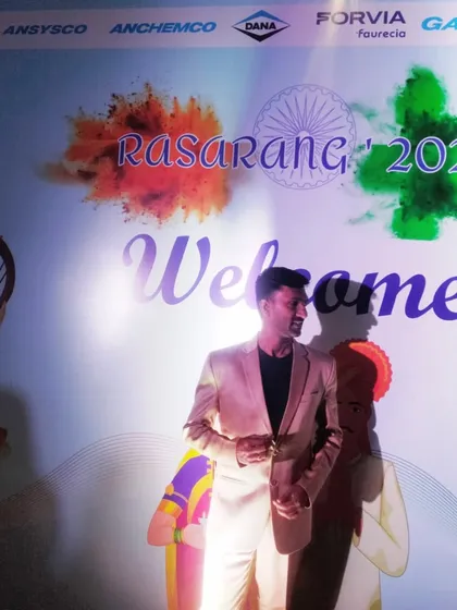 Posing at the welcome backdrop for the Anand Group event. I always make it a point to arrive early and soak in the atmosphere.