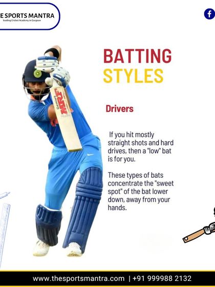 Your batting style determines the right equipment for you. For players who are strong with drives, a bat with a lower sweet spot is ideal for concentrating power away from the hands and into the shot.