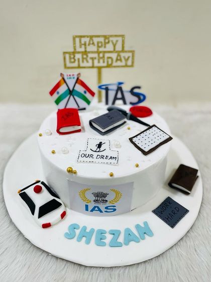 A different angle of the inspiring IAS-themed cake, celebrating dedication and dreams.