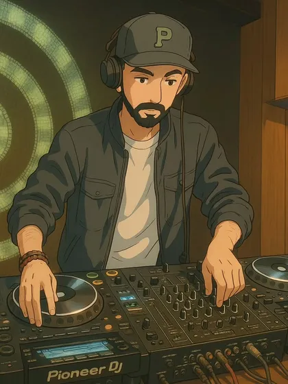 An anime-style illustration of me at the DJ console. I love this creative take on my profession.