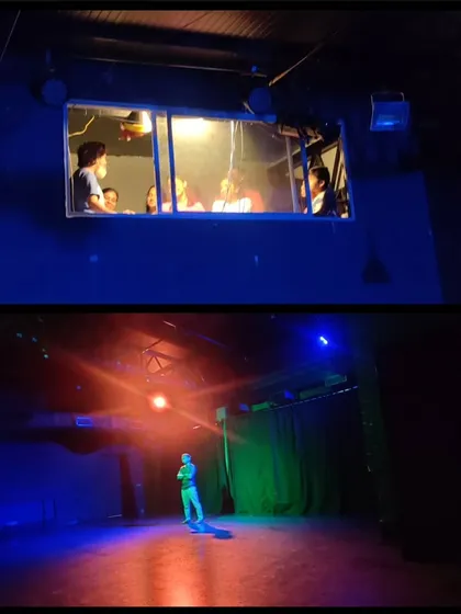 A glimpse into our theatre lighting workshop, where participants learn to paint the stage with light and create atmosphere.