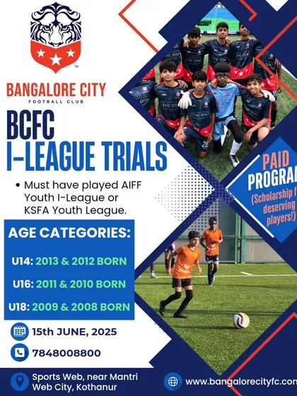 We are looking for the next generation of talent for our I-League youth teams. If you have prior experience in AIFF or KSFA youth leagues, this is your opportunity to join a professional setup.