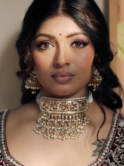 A captivating close-up of my beautiful bride Kavi. Her look was centered around creating those poetic, graceful eyes with a classic wing, paired with a flawless base that looks like second skin.
