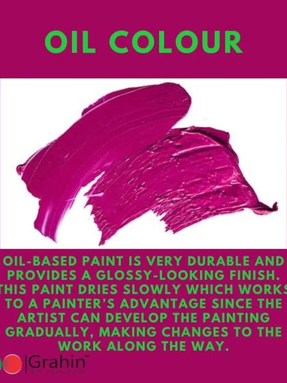 Oil colour is a durable, slow-drying paint that provides a glossy finish. Its slow drying time is an advantage, as it allows the artist to blend colors and make changes to the painting along the way.