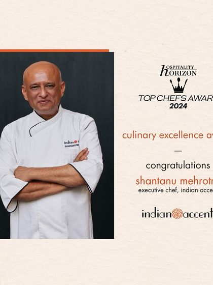 Another proud moment. Chef Shantanu Mehrotra received the Culinary Excellence Award at the Hospitality Horizon Top Chef Awards, recognizing his flair for creative thinking and commitment to excellence.