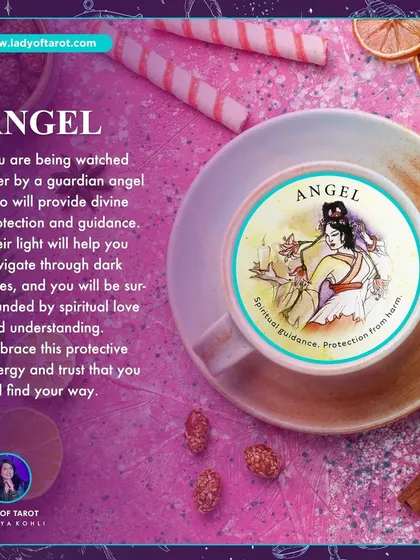 Beyond Tarot, I often work with Angel and Oracle cards. This "Angel" card is a beautiful message of divine protection, reminding you that you are watched over and surrounded by spiritual love.
