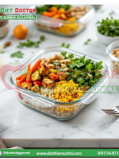 Meal prepping is a game-changer for maintaining a healthy diet during a busy week. This image shows a well-portioned, pre-prepared meal, a strategy I teach to all my clients for consistency.