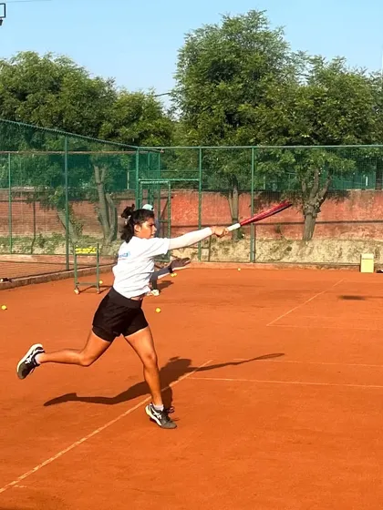 Shatakshi Chaudhary in action during a training session. She recently reached the finals in singles and won the doubles title at the National Series U-18.